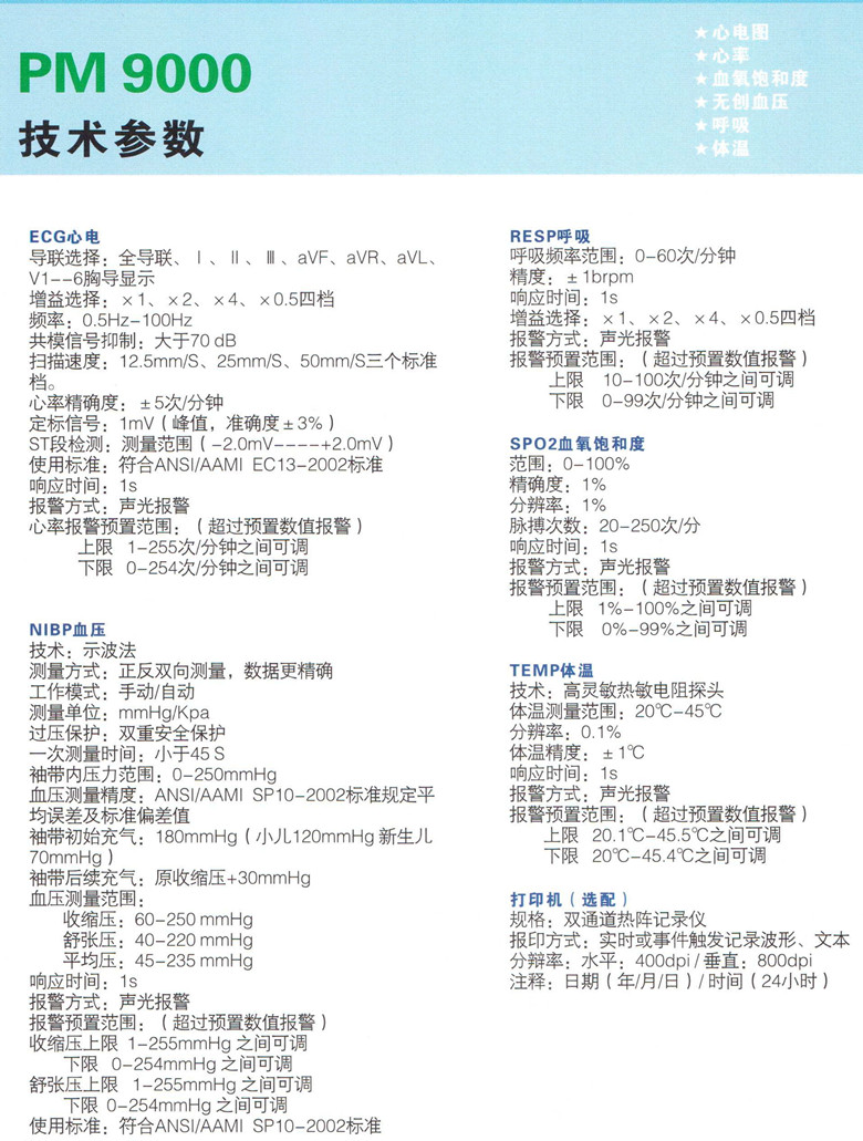 彩色六参数监护仪